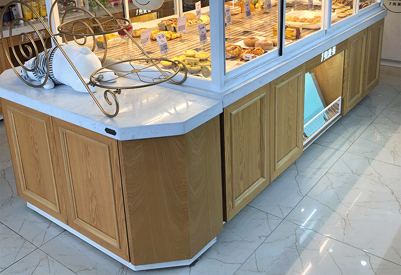 面包展示柜日式新款商用定制小型玻璃糕点收银台桃酥蛋糕中岛边柜