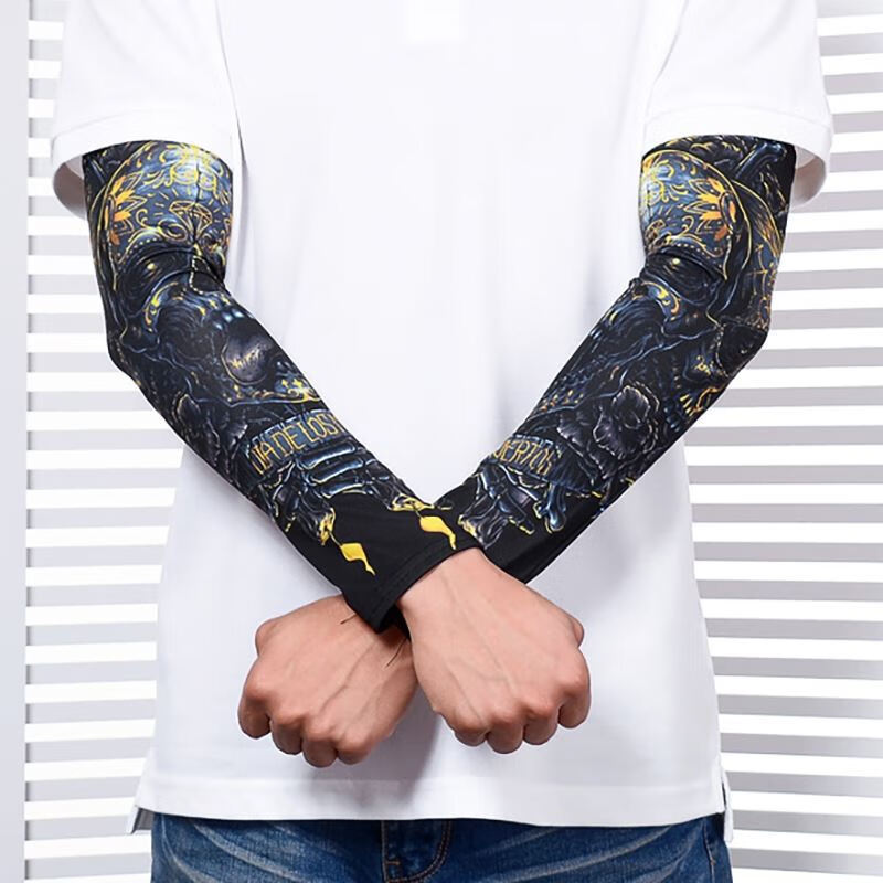 迪芙熙 男士防嗮袖套冰袖男ins潮流纹身冰丝护手臂套袖子夏天防嗮花臂