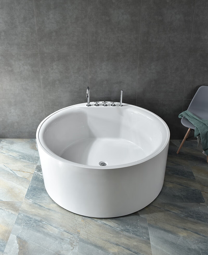 名宿超大圆形网红浴缸独立式一体家用酒店深泡恒温按摩冲浪对接缸