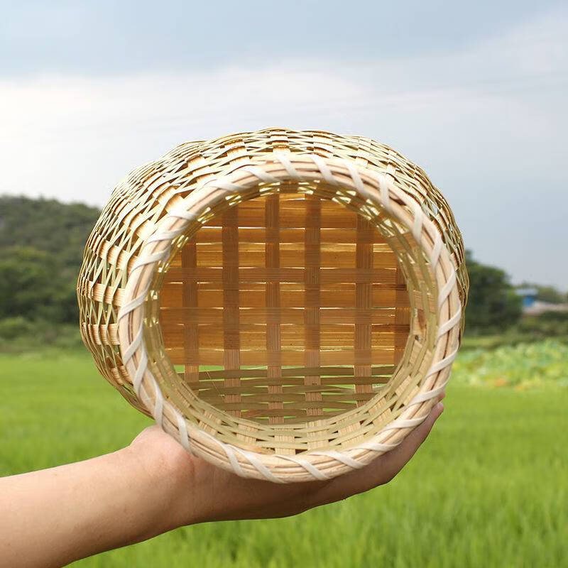 手工竹制品小背篓鱼篓竹编装饰小竹筐演出道具农家竹篮非采茶竹篓竹子