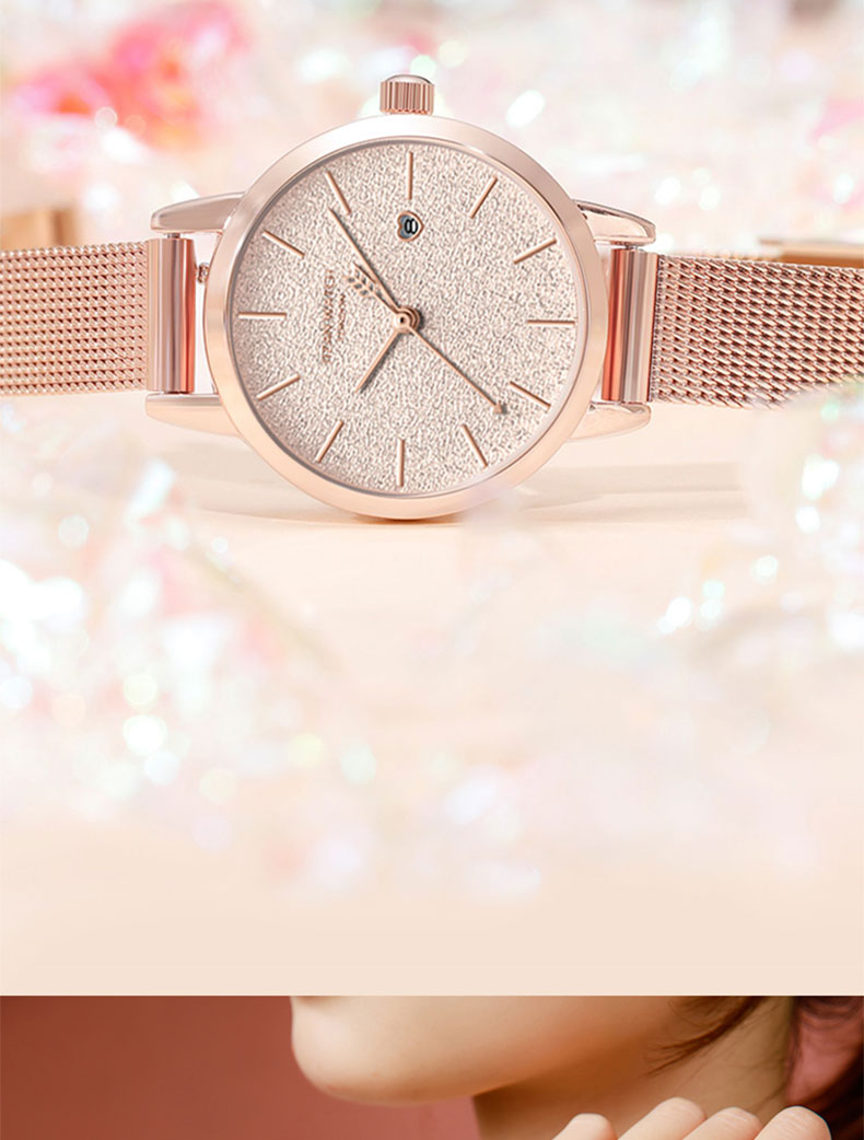 小ck满天星手表女士轻奢小众感2021新款高端学生防水 满天星樱花粉网