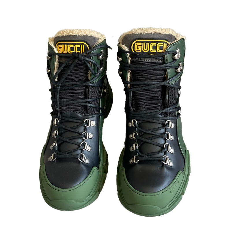 gucci古驰flashtrek绿色羊毛高帮男士老爹鞋登山鞋548714d6090108aq军