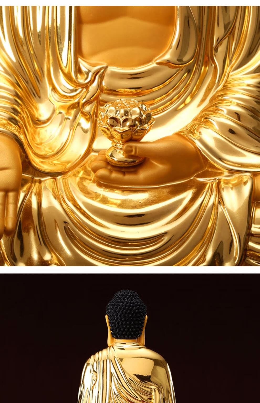 九黎台湾铜贴真金阿弥陀佛像坐莲三宝佛纯铜佛像家用供奉坐像摆件16寸