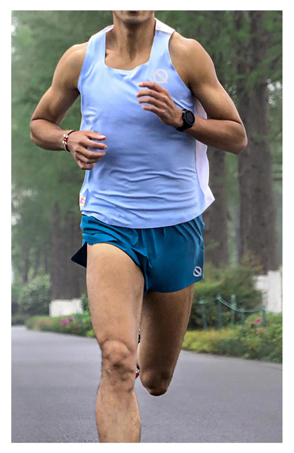 马拉松网孔男款竞技跑步背心健身轻薄透气速干纯色qinkung轻功 夏