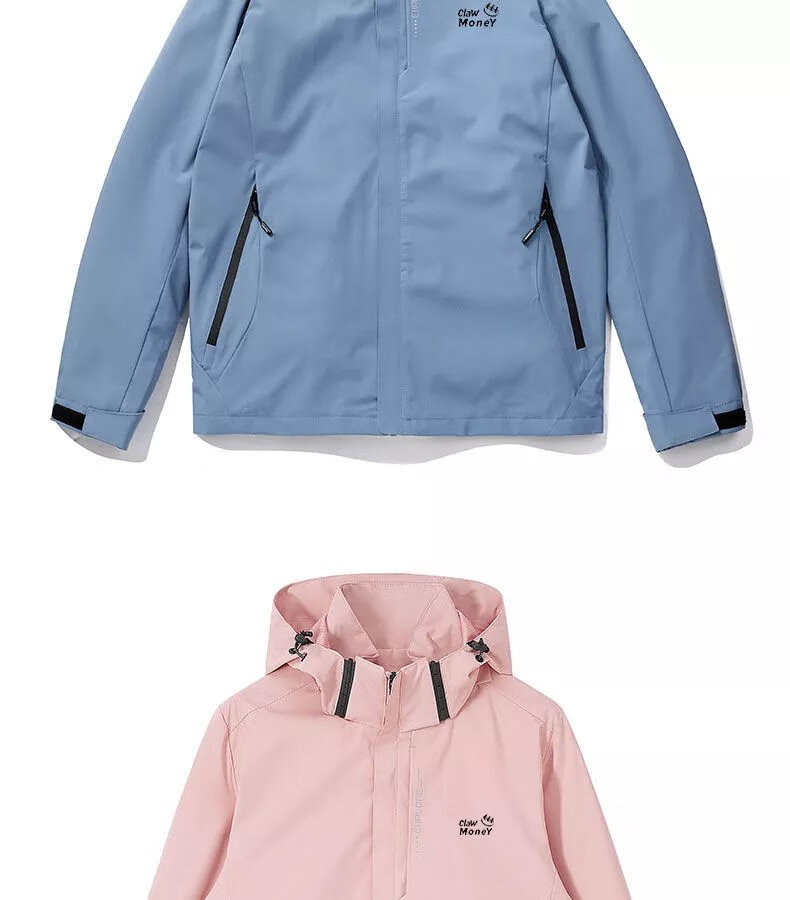 【京选品质】claw money冲锋衣男女装春秋薄款外套胖子休闲夹克加大码