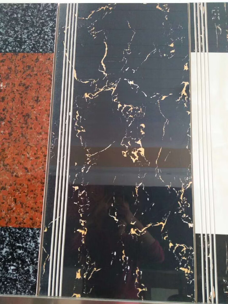 客厅一体式黑金花滑楼梯砖踏步砖600×900全抛釉地板砖过门石 黑金花
