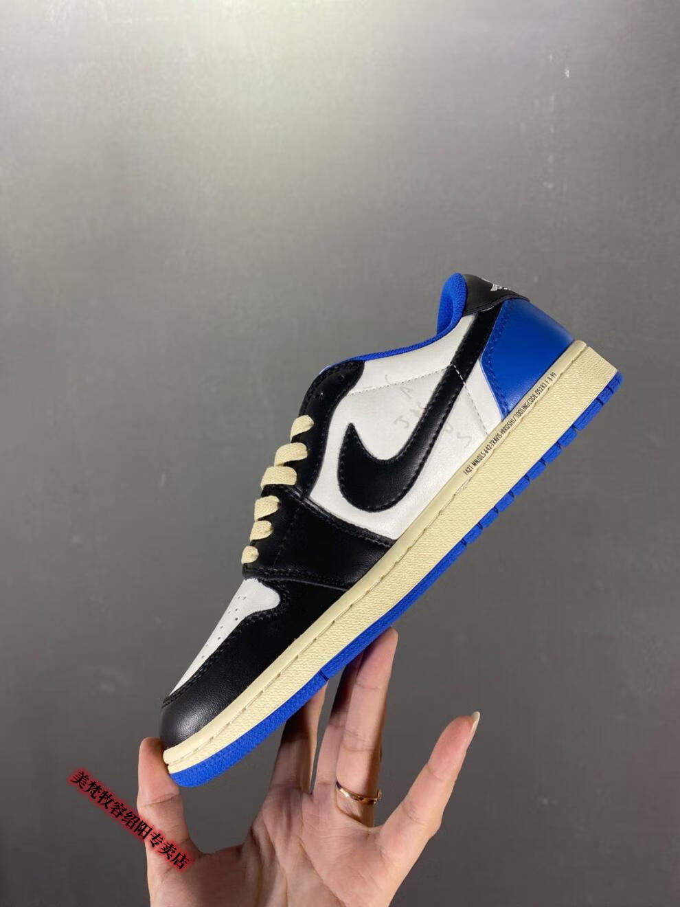 aj1倒钩闪电三方联名藤原浩同款dm7866 140男女高低帮运动篮球鞋 aj倒