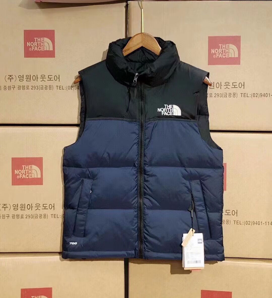 北面美版正确版服1996男马甲700蓬松白保暖潮流女背心冬 北家马甲黑色