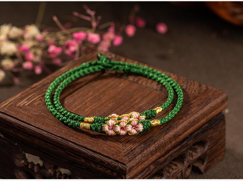 手绳抖音同款手工精编桃花结脚绳姻缘平安情侣本命年手链红绳原创手绳