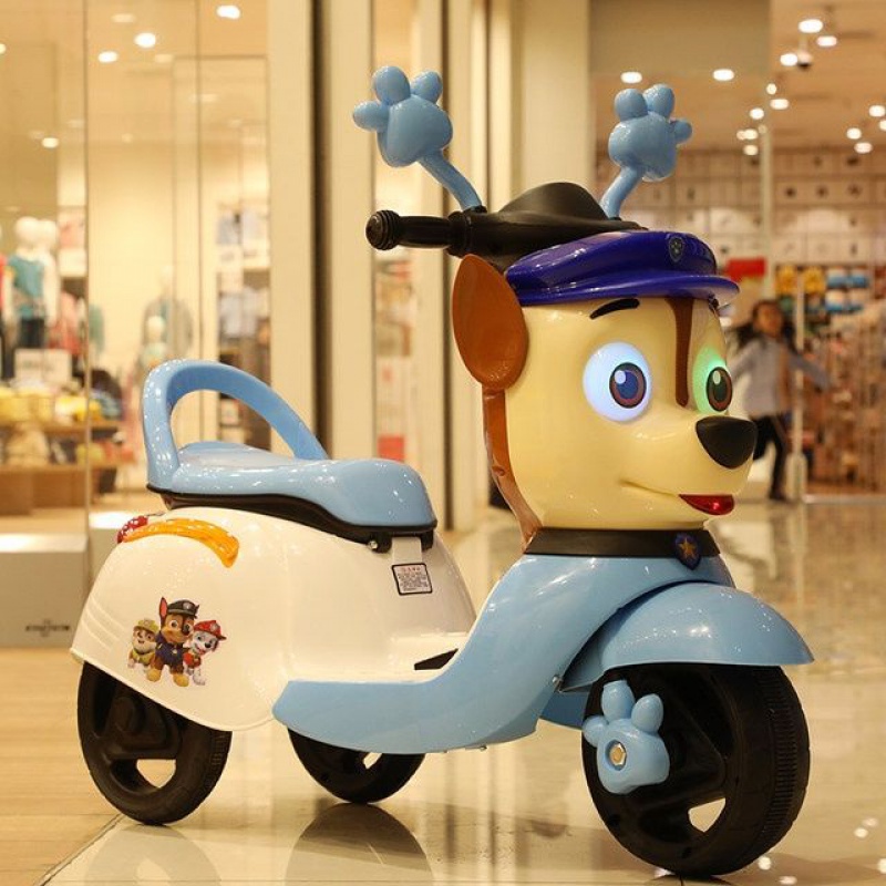 迪士尼(disney)儿童电动摩托车汪汪队卡通电动充电三轮车男孩女孩遥控