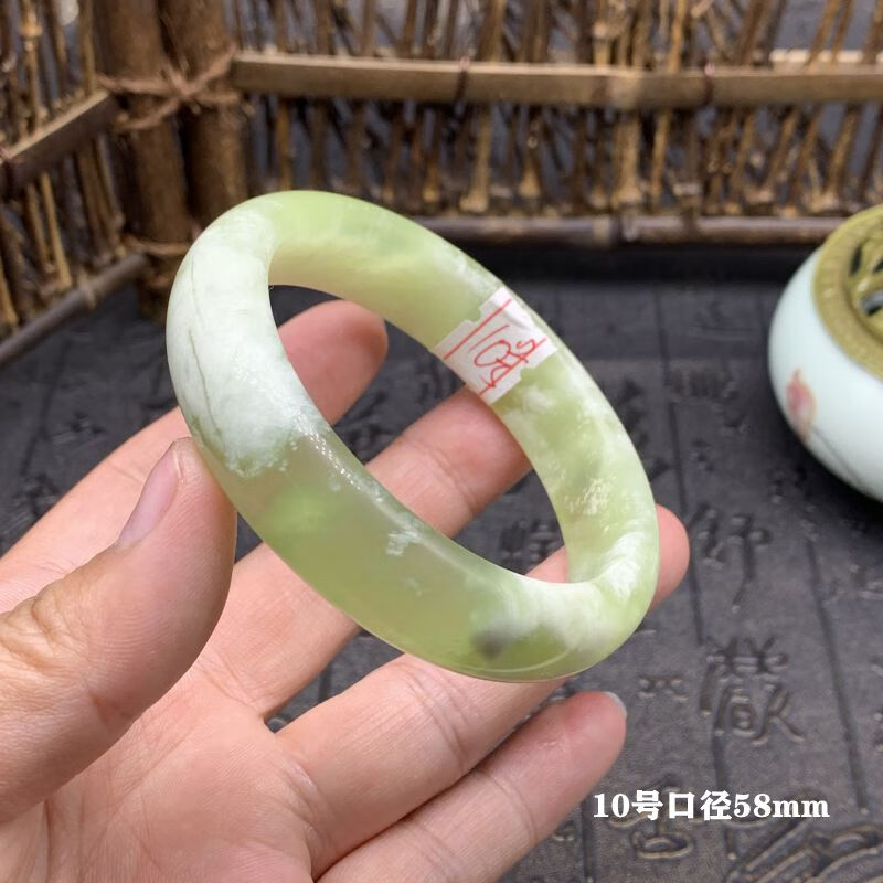 美朗格 岫玉手镯 岫玉贾翠花手镯 玉石手镯 岫玉绿料贾翠花手镯 18号