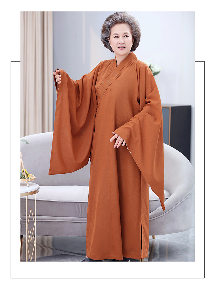 海青居士服女僧袍僧服僧服汉服禅服女袈裟大褂夏季长款台麻禅修服定制