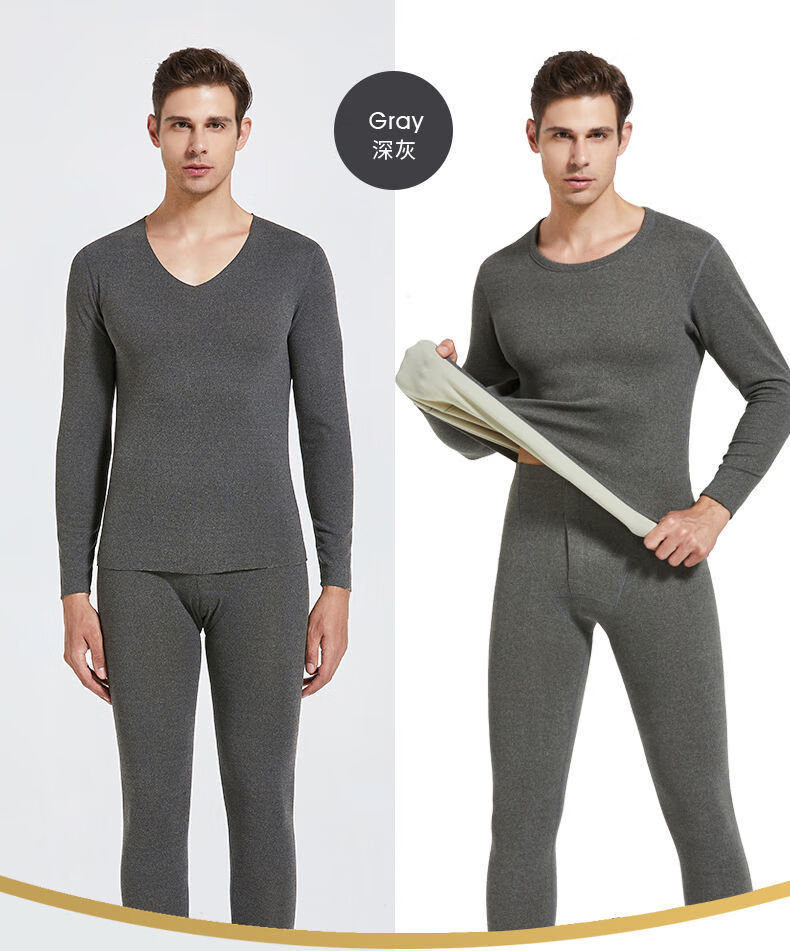 ab面无痕德绒保暖内衣男女士套装情侣加绒加厚秋衣秋裤男打底双面双色