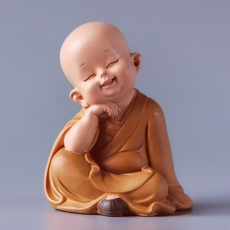 茶台摆件 茶盘摆件佛系禅意小和尚摆件迷你慧能古风茶几办公桌装饰品