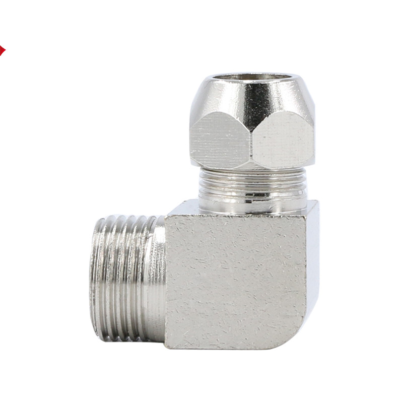 终端卡套接头铜管1分2分3分4卡6/8/10/12mm油管直角螺纹弯头弯通 卡套