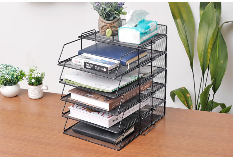 文件篮办公用品大桌面a4文件架子置物架多层资料整理框铁质档案收纳盒