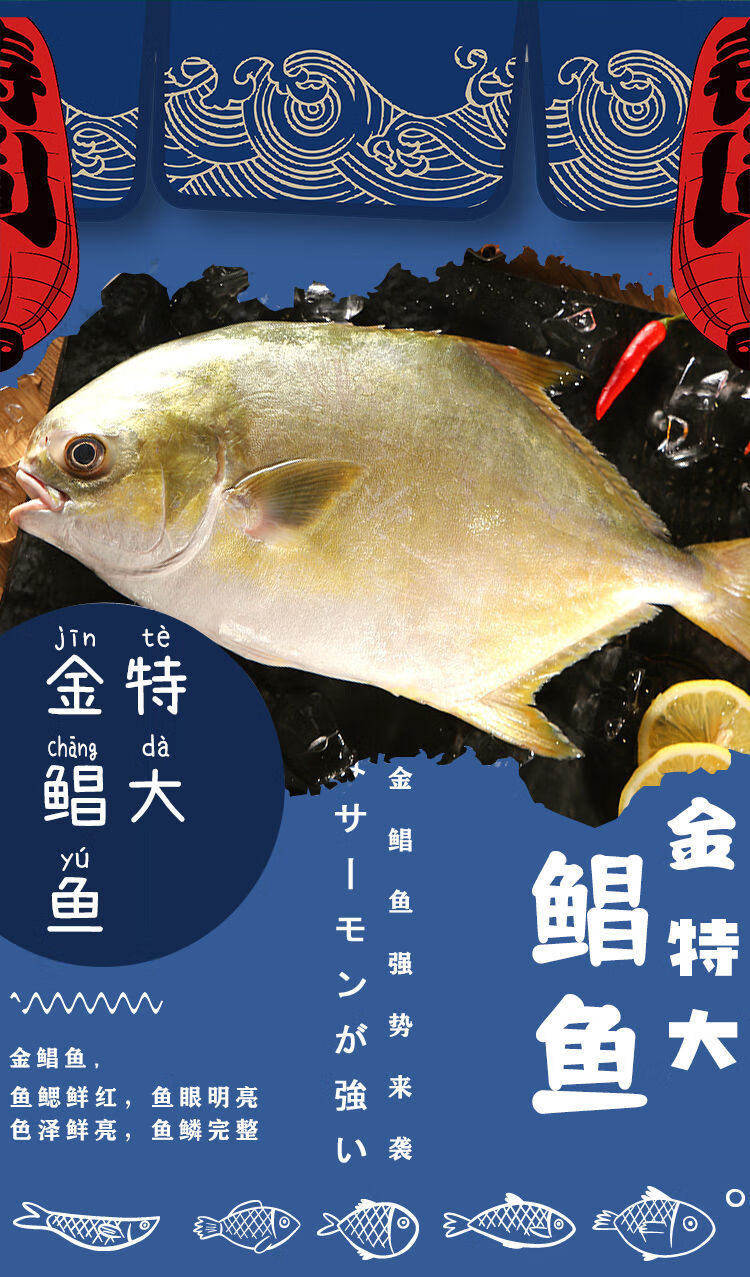 【虾有虾途】特大号新鲜金鲳鱼约1斤/条金昌鱼鲳鱼冷冻一箱深海鱼