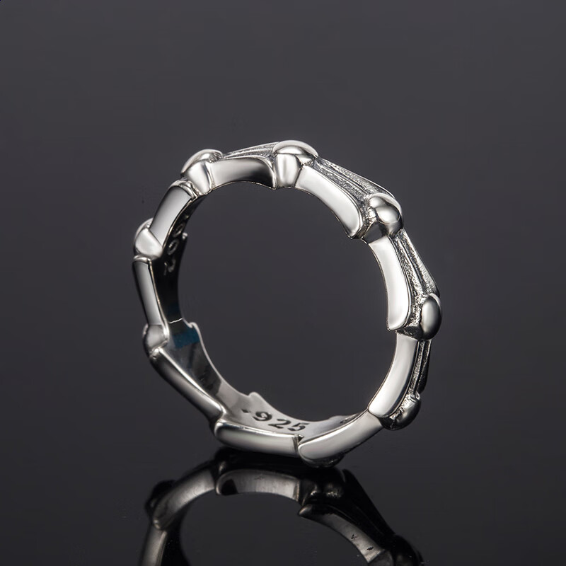 克克罗心鱼骨戒指高版本银克罗伈男潮嘻哈水波纹尾戒女个性情侣网红