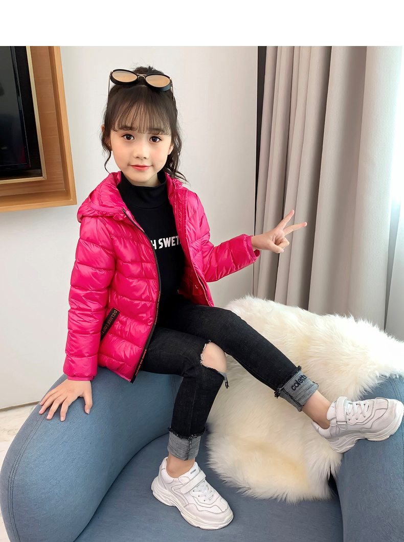 保暖轻薄小学生女孩子羽绒服短款女孩11外套7装中大童12秋冬季上衣