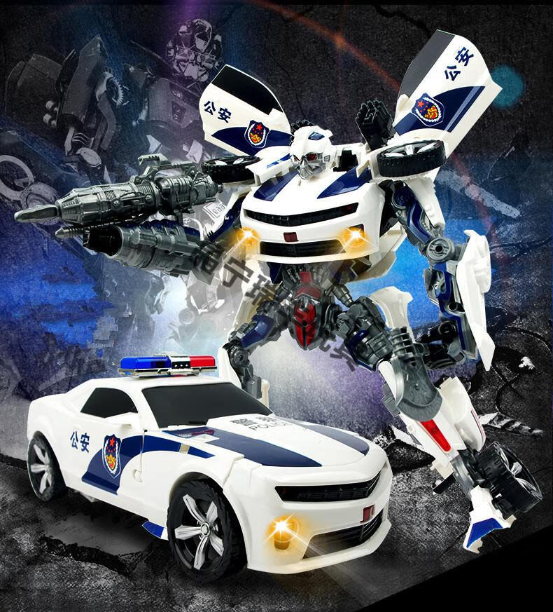 人擎天柱警车消防车特警战警儿童变形车玩具礼物 变形战警车【图片