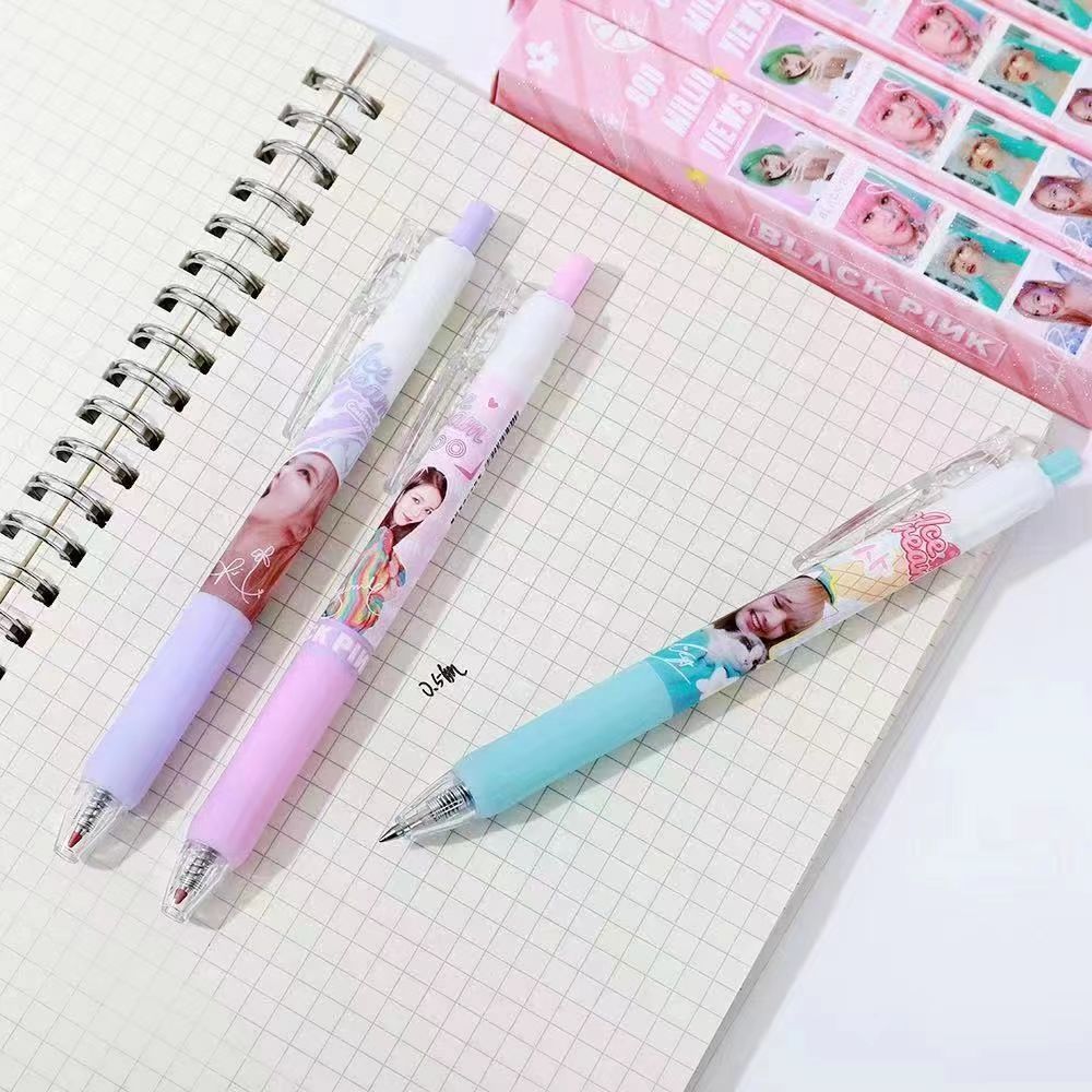 blackpink盲盒笔高颜值少女心按动笔女生中性笔lia周边应援笔inblack