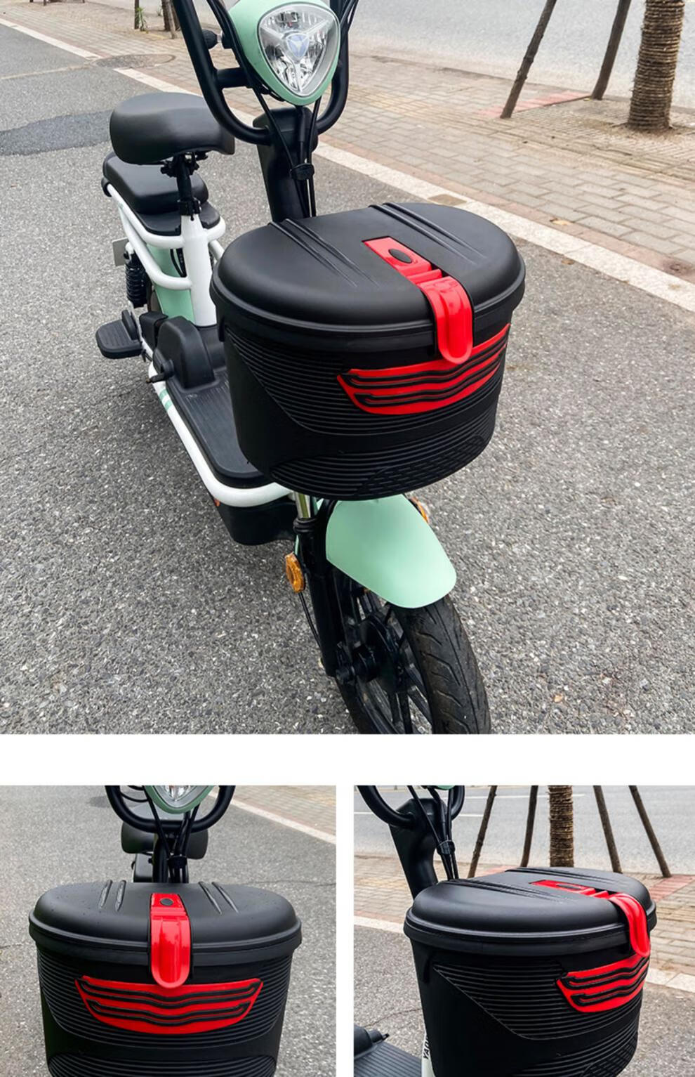 电动车车筐电瓶折叠车前前置新国标挂防水置物箱车篓篮子防水防盗