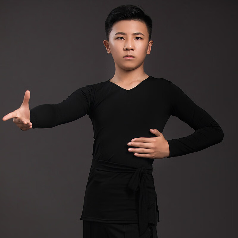 男童拉丁舞套装服装男孩长袖拉丁练功服儿童考级比赛规定演出服ls6249