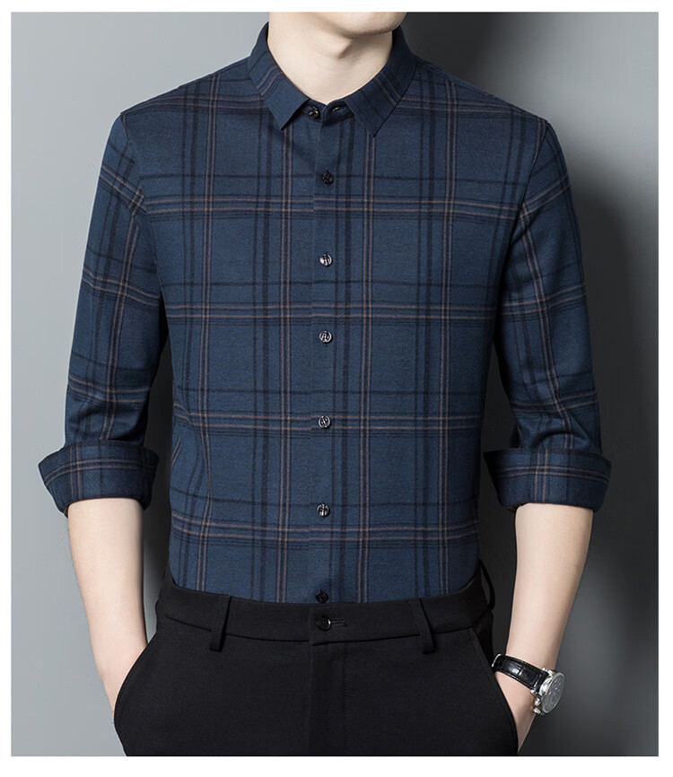 cartelo 卡帝乐鳄鱼高端品牌男装秋季男士山羊绒长袖衬衫休闲轻商务