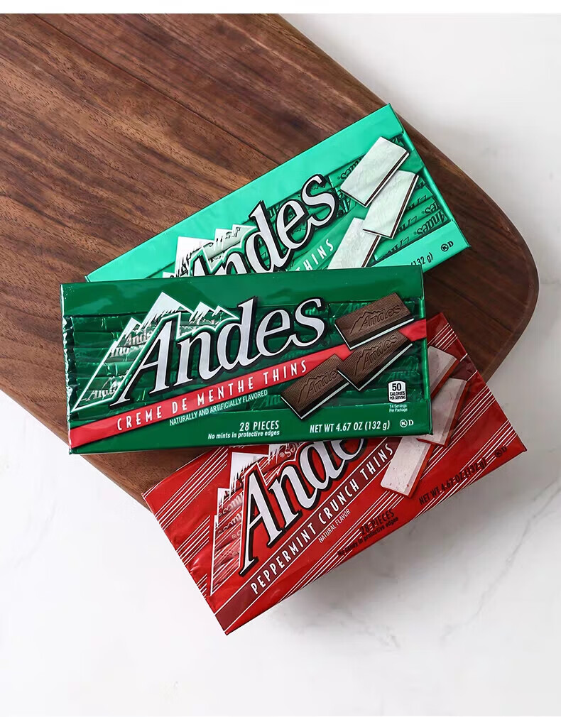 安l迪士薄荷巧克力andes单双层零食夹心糖 单层]薄荷巧克力(含28块)