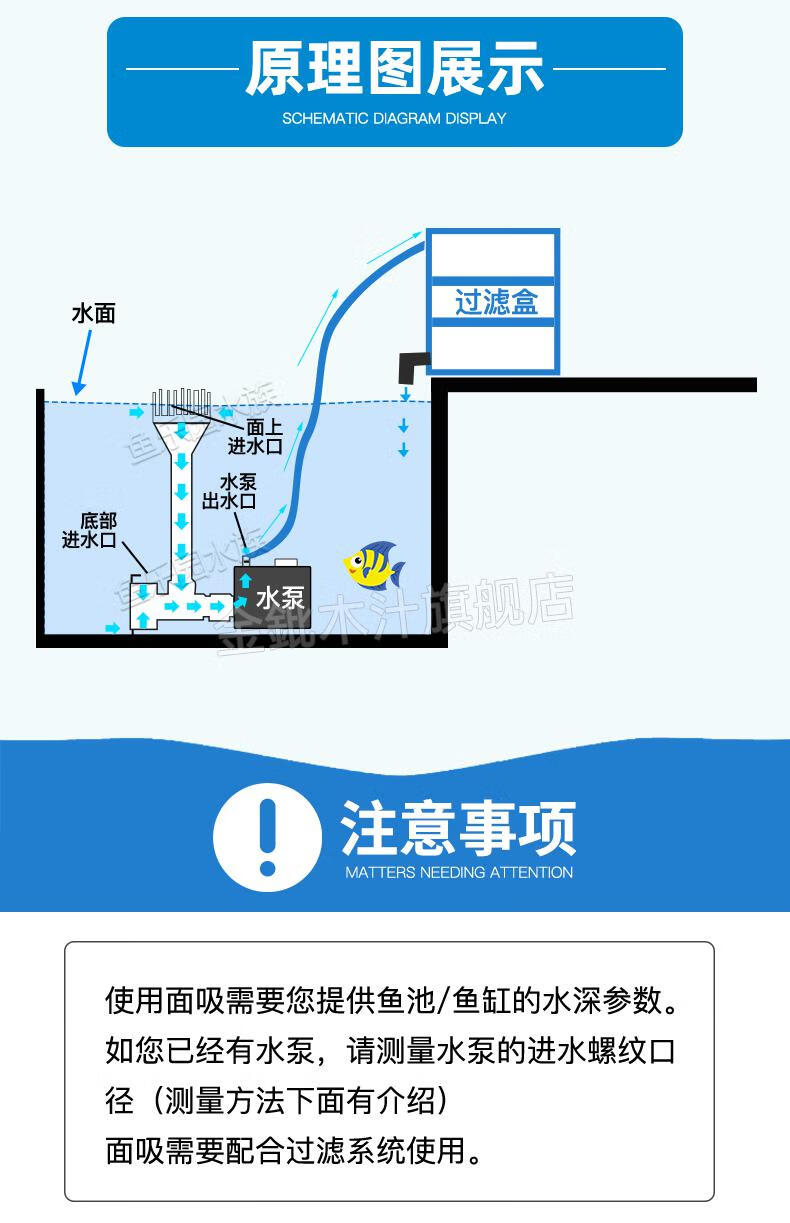 器 鱼池鱼缸水泵改面吸底吸 过滤器 撇渣器 diy水面过滤去油膜气泡 a