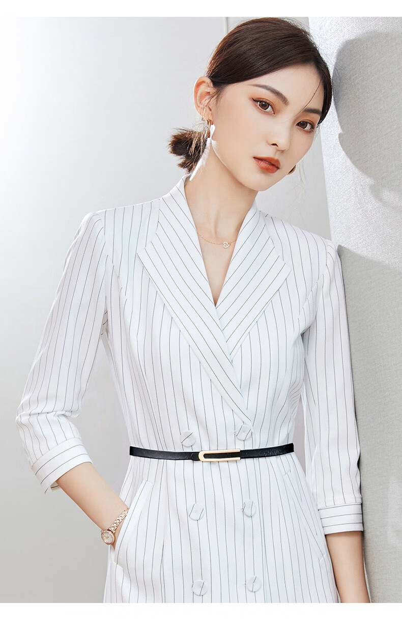 舒弗星职业装女套裙夏七分前台工作装销售珠宝店美容院工作服连衣裙