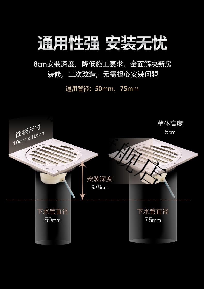 聯塑防臭地漏陽臺衛生間洗衣機專用地漏304不鏽鋼下水道廚房地漏wp1