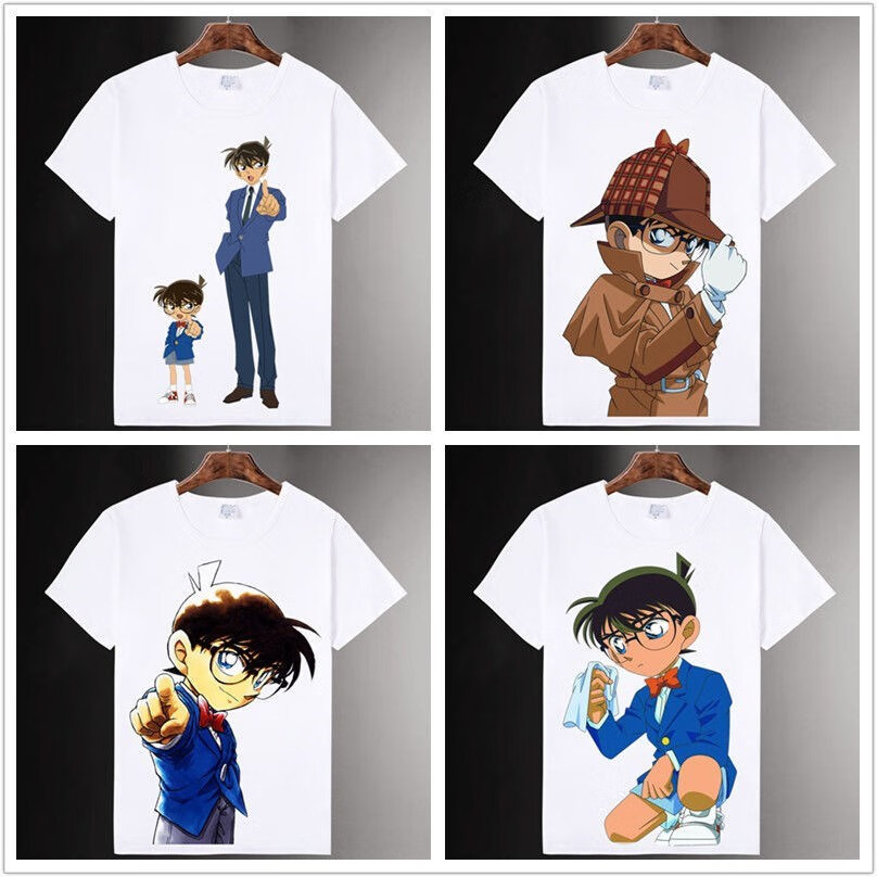 名侦探柯南短袖t恤工藤新一衣服卡通学生t恤夏季圆领男女半袖儿童装 3