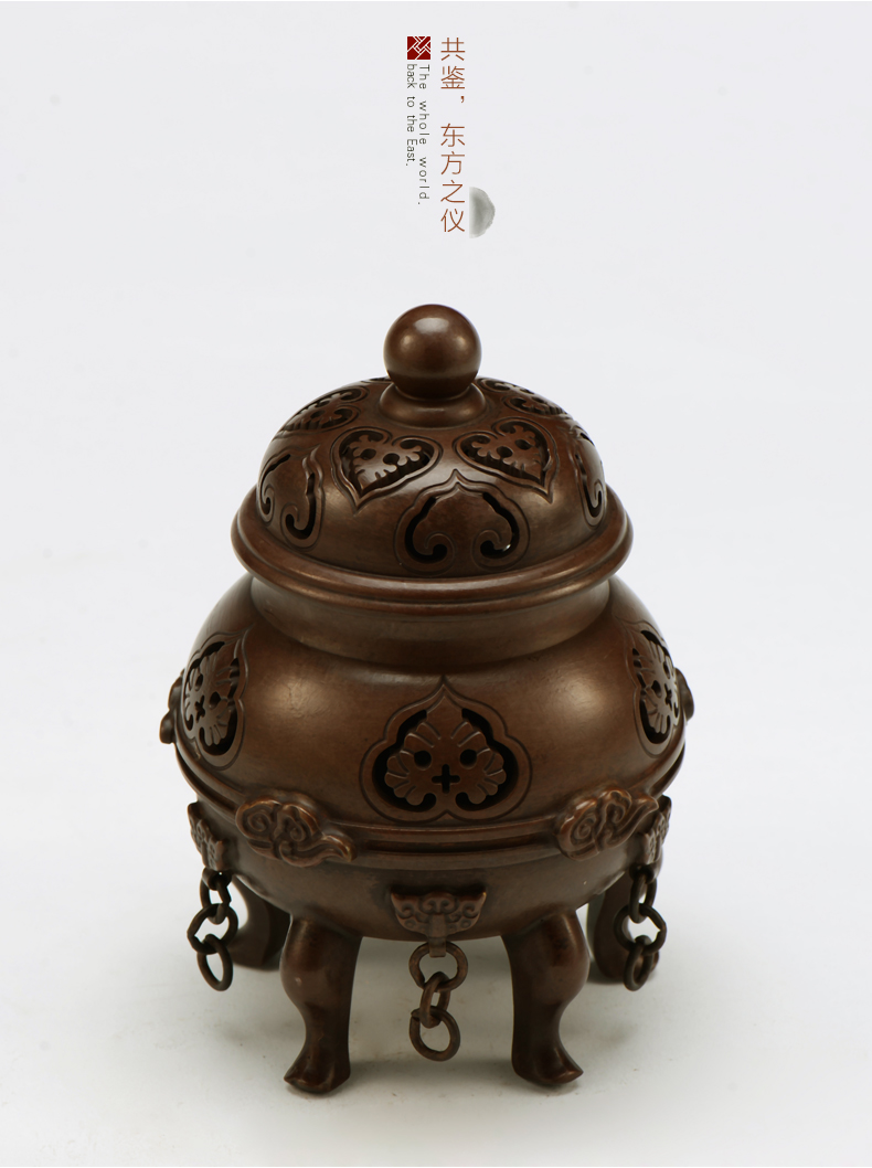 香炉 苏工铜香炉纯铜五足炉紫铜檀香炉家用室内禅意盘香沉香熏香炉