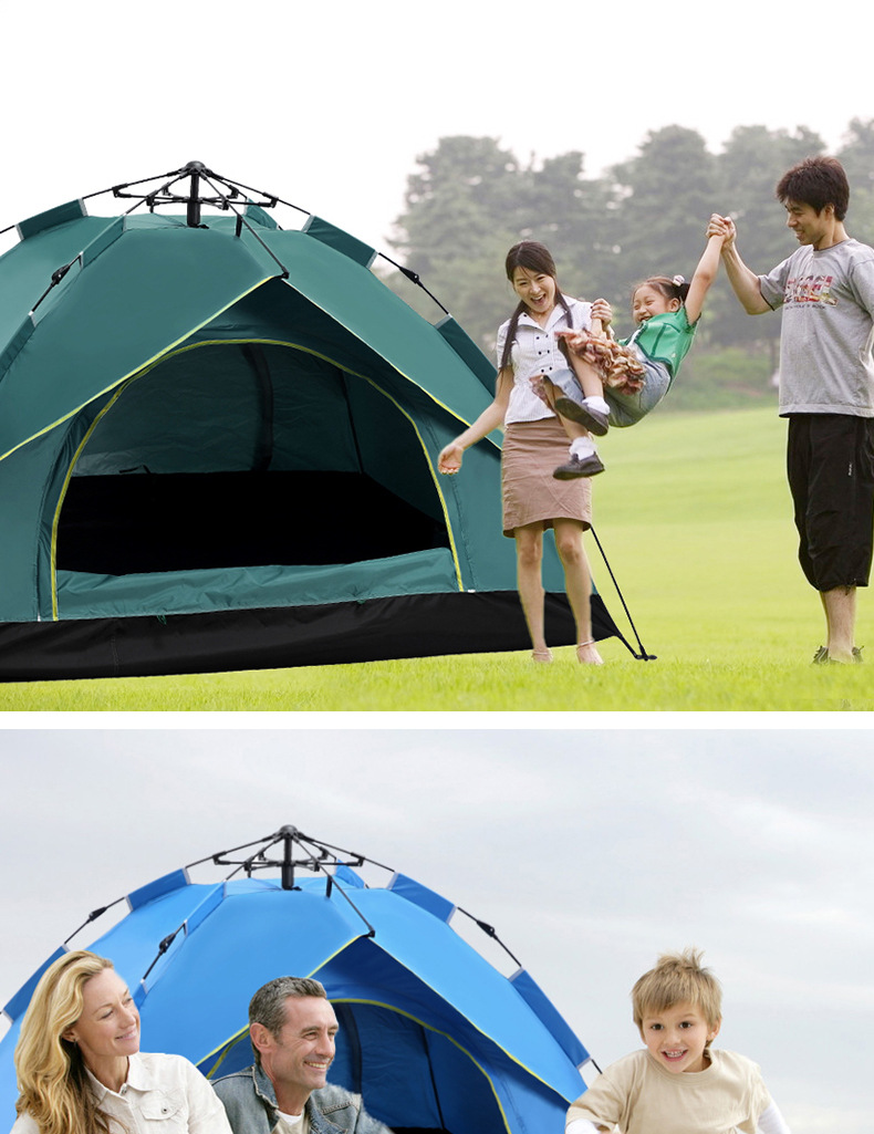 布家庭野餐户外露营帐篷野营用品2-4人户外帐篷 单层墨绿 双人【图片