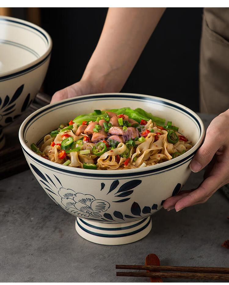 陕西大老碗老关中特制陶瓷大碗 大号汤面碗老式 怀旧陕西裤带碗油泼面