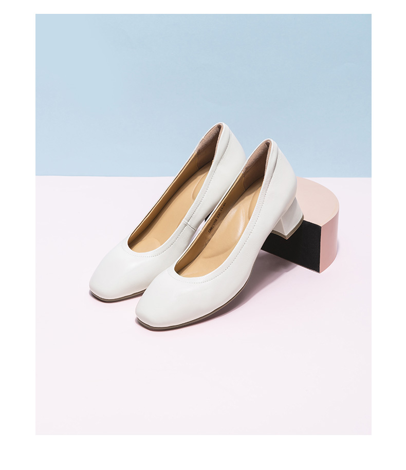 官方旗舰cele策乐女鞋秋季粗跟简约方头职业面试单鞋女羊皮百搭高跟