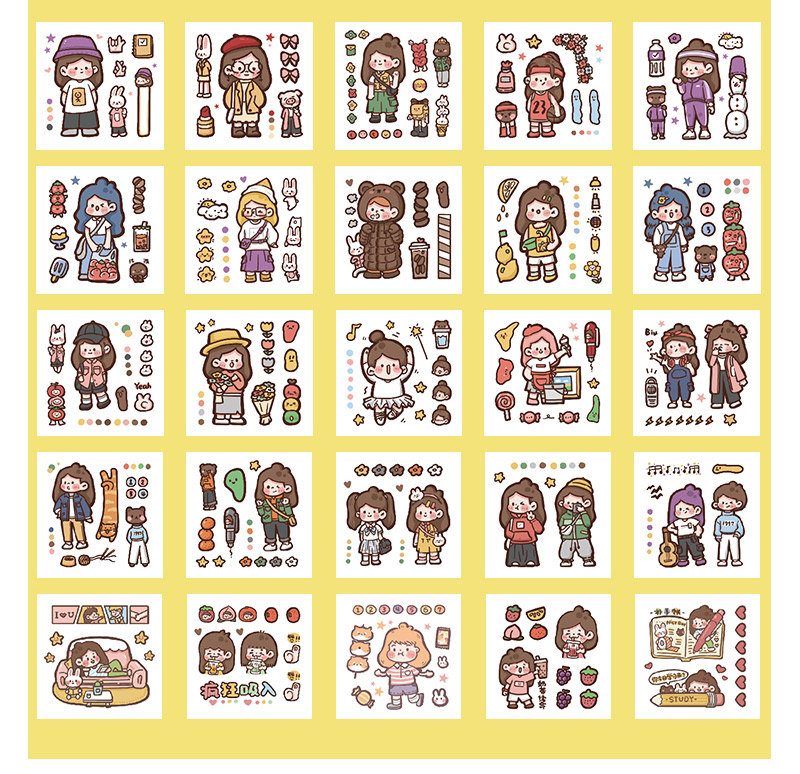 木子李新品木子里手杖木子李贴纸100张新品款手账套装礼盒加刻刀可爱