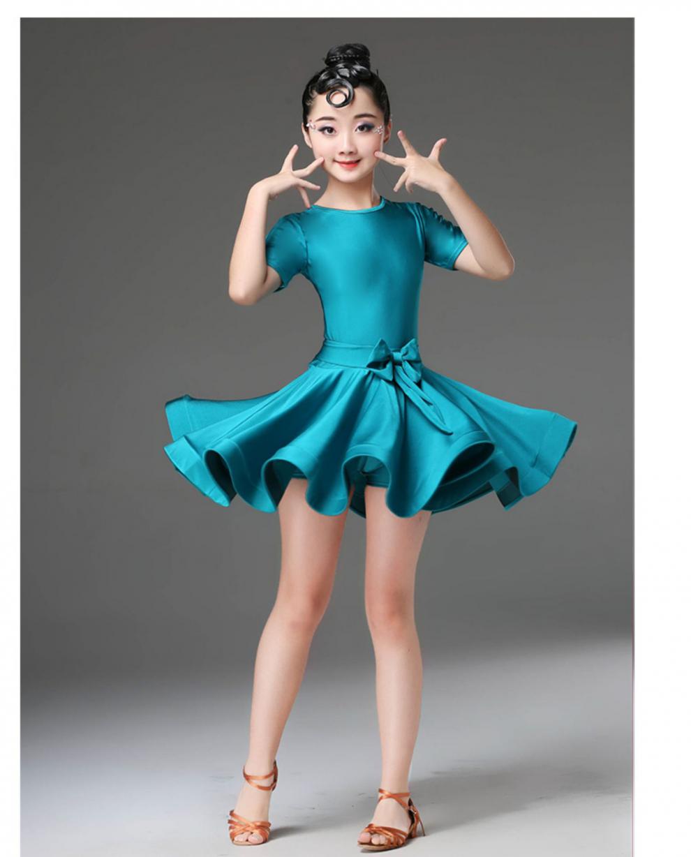 少儿童拉丁舞服装女童练功服比赛舞蹈裙表演出女孩春夏秋冬款xx 红色