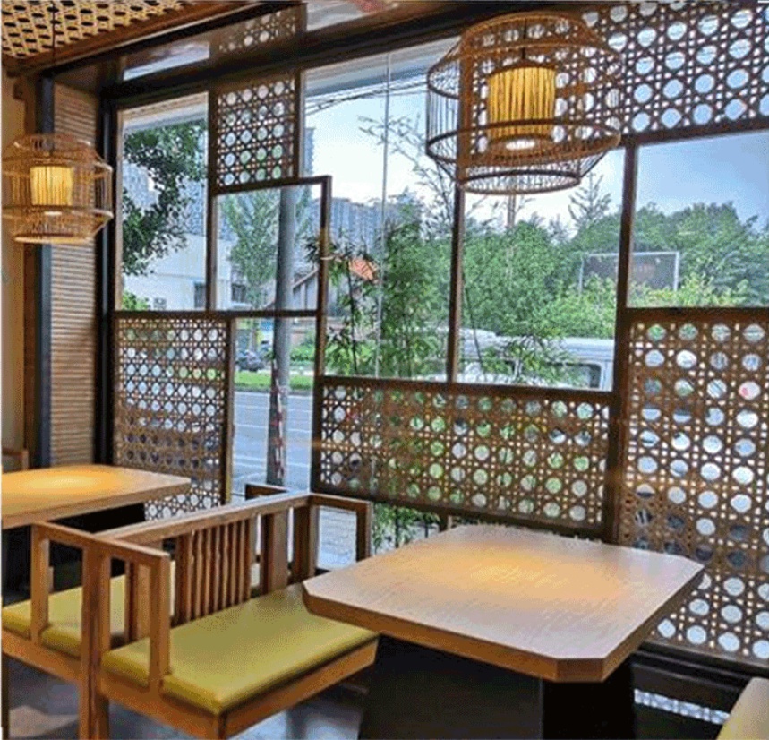 镂空竹编装修吊顶竹席婚礼布置民宿酒店农家乐装饰屏风隔断网定制 虎