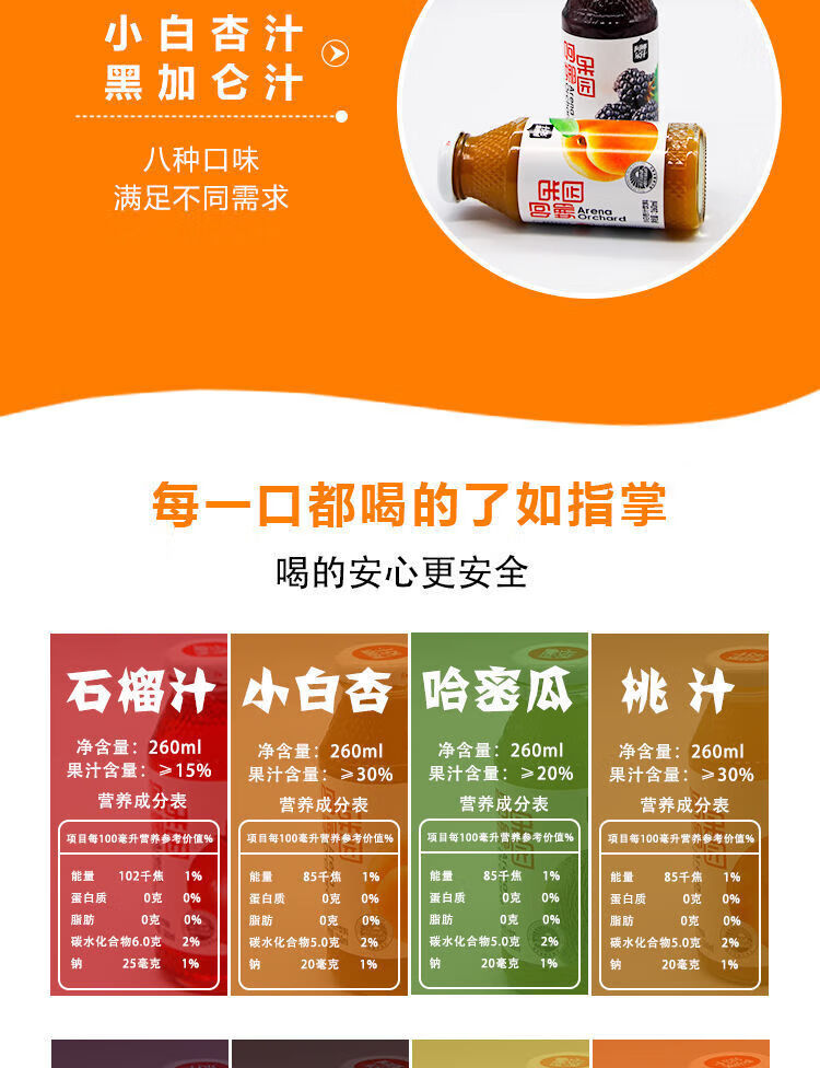 阿娜尔罕果蔬汁 新疆阿娜尔汗果汁饮料石榴汁桃汁小白杏汁黑加仑汁胡