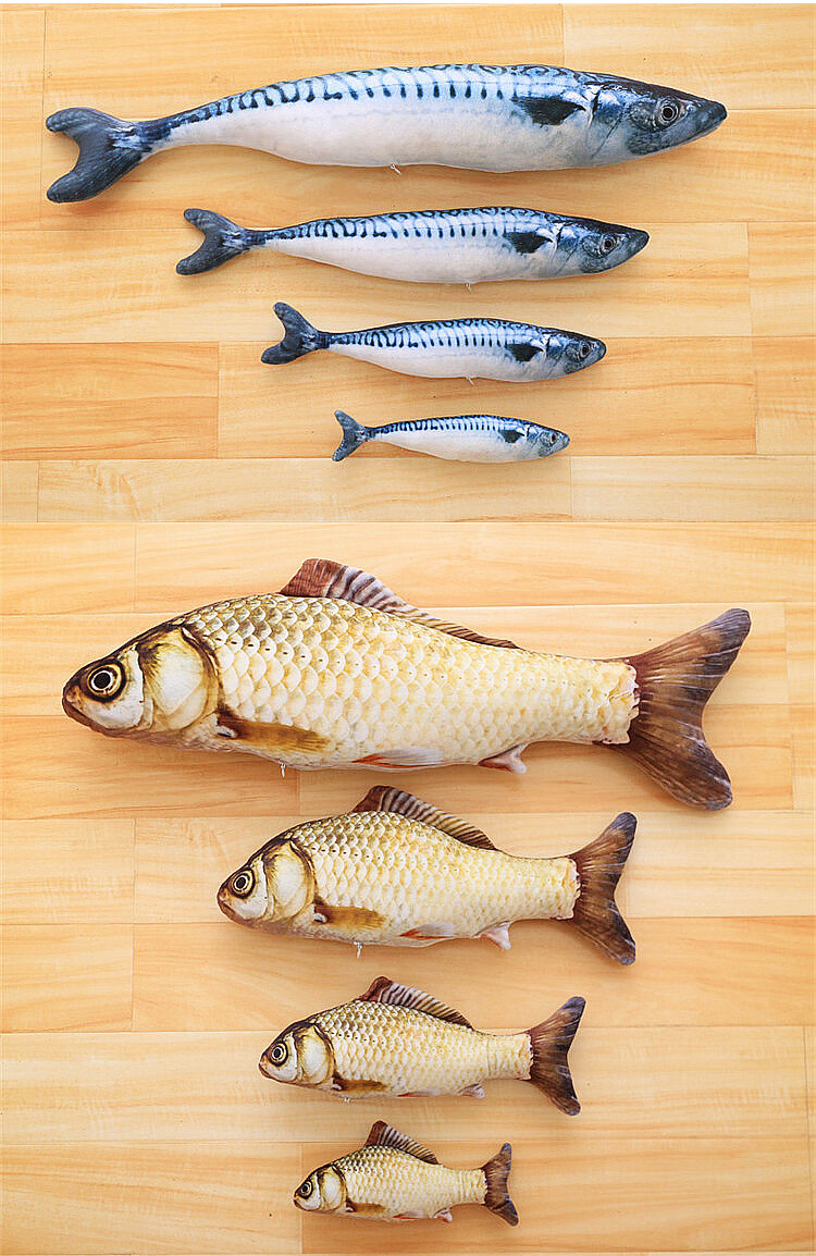 网红电动仿真鱼 含猫薄荷 耐咬猫抱枕 草鱼秋刀鱼 逼真假鱼 电动款秋