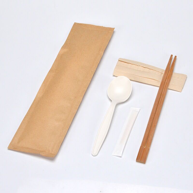一次性餐具四件套可降解玉米淀粉勺筷子牛皮纸 ahp-35sd2t8-180套 180