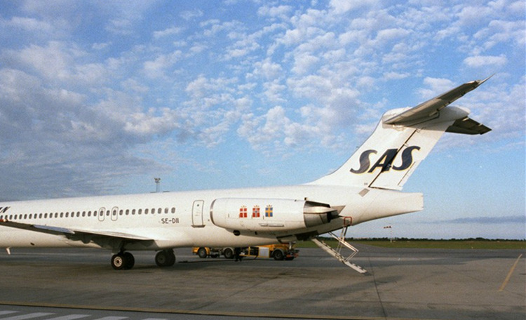 麦道md81航空飞机模型1:500民航客机北欧航空合金飞机航模玩具摆设 模