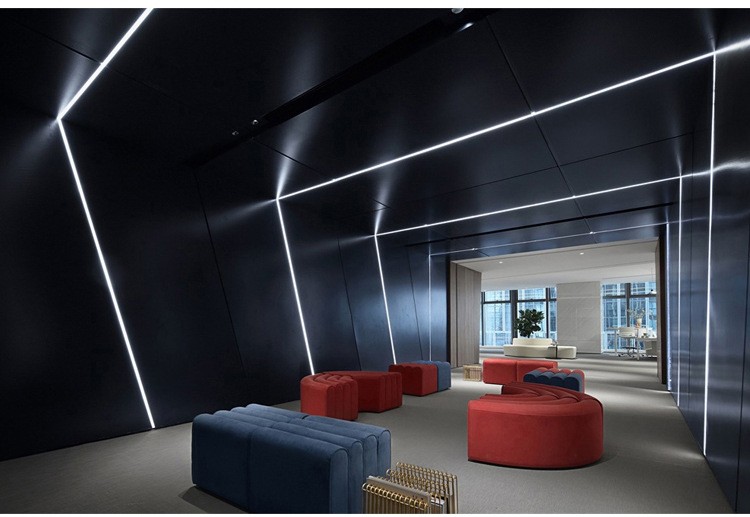 式无主灯暗装led无边框线型灯条形明装铝合金线形灯黑色铝槽灯饰灯具