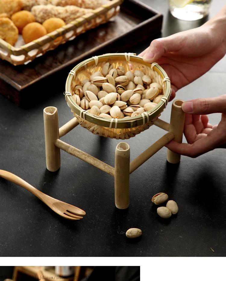 枳亲(旗舰自营) 竹制餐具竹簸箕竹提篮竹盘竹碟冷面盘竹子手工编织高