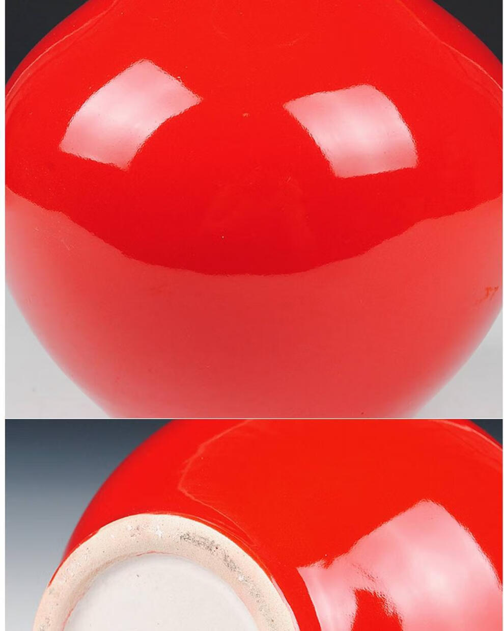 景德镇陶瓷器 中国红纯色花瓶 家居装饰工艺品摆件 结婚礼物婚庆