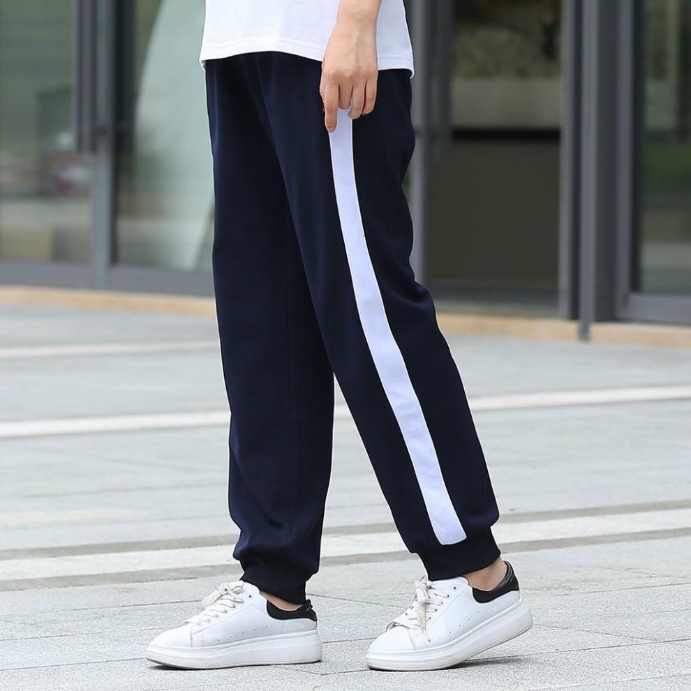 ahzg 校裤男女高中生一条杠两道杠直筒运动裤初高中学生藏蓝色校服