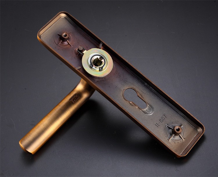 家用实木欧式房门锁具简约木门通用型 b款黄古 黄古子母合页3片1门吸