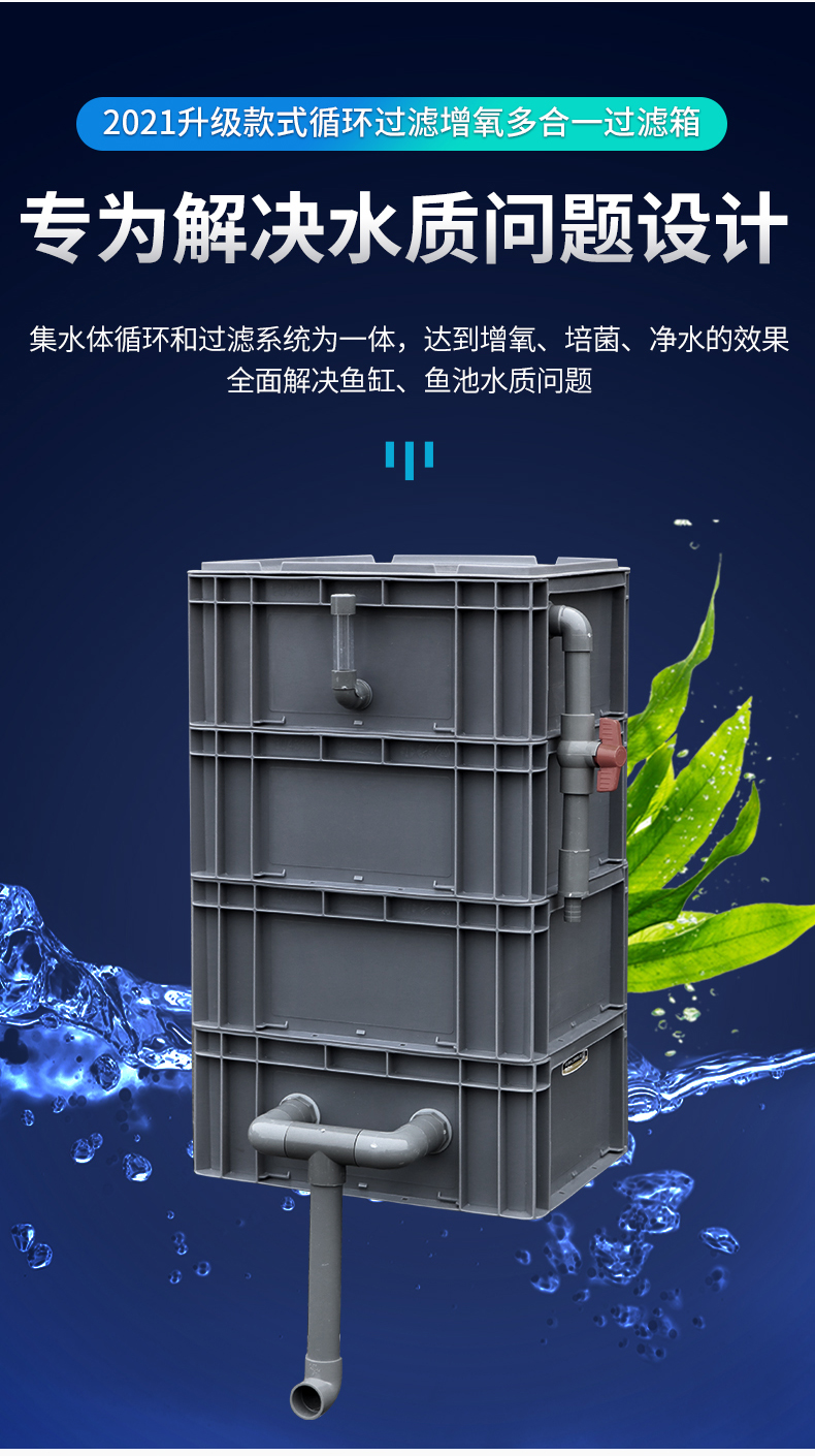 【】圆缸顶置过滤盒上过滤滴流盒圆形鱼缸陶瓷鱼盆过滤器外置顶滤过滤